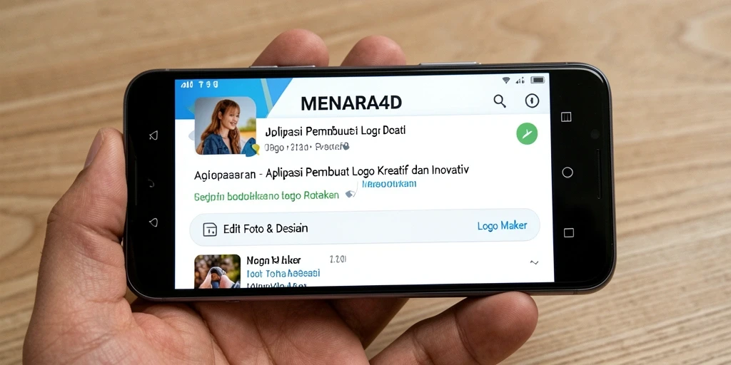 Antarmuka pengguna MENARA4D dengan berbagai fitur Logo Maker.