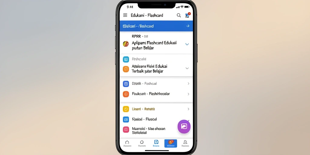 Antarmuka RPRR yang memudahkan pengguna dalam belajar dengan flashcard.